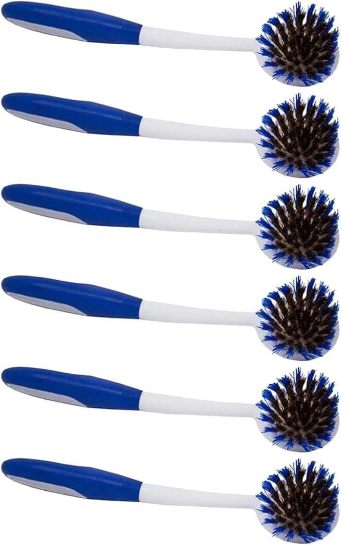 LOLA Pro Pot N' Pan Brush, 36 Pack, Abrasive Cleaning, Poly & Brass Wire Bristles, Comfort Rubber Grip, Use for Caked-On & Baked-On Messes