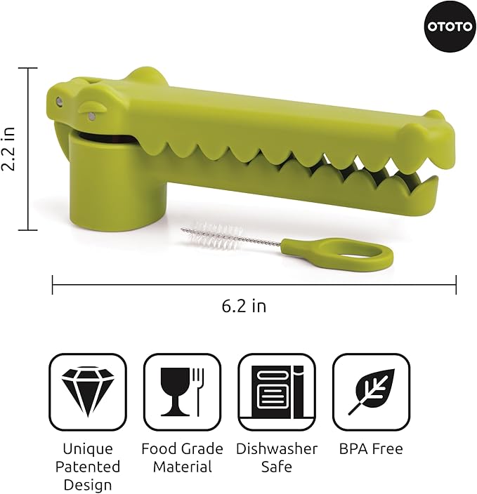 OTOTO Garligator Garlic Press - Garlic Mincer Tool - Funny Gifts - Alligator Garlic Press - Garlic Crusher Press with Ergonomic Handle