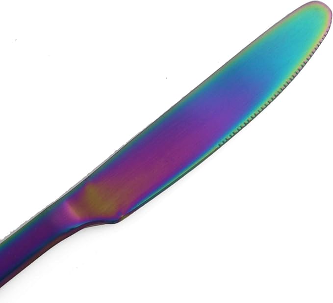 20-Piece Stainless Steel Flatware Set, Matte Finish Colorful Rainbow, Service for 4