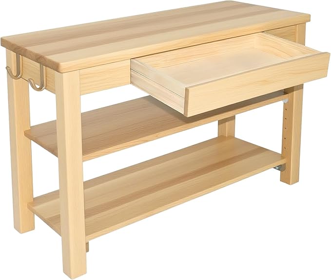 Shoe Storage Bench Wood Entryway: Shoe Rack Bench with Drawer 3-Tiers Height Adjustable,Rustic Wooden Organizer for Front Door Entrance Hallway Living Room,Mudrooms (Natural 2-Tiers, 31.5")