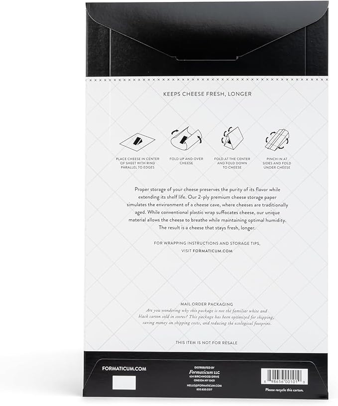 Formaticum 30-Pack Cheese Storage Wax Coated Paper - Porous Wax Sheets From France - Keep Cheese or Charcuterie Fresh - Professional Grade Cheese Paper for Wrapping Cheese - 11 x 14