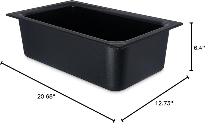 Carlisle FoodService Products CM110003 Coldmaster Plastic Standard Full-Size Food Pan, 15 qt. Capacity, 20.68" x 12.72" x 6.40", Black