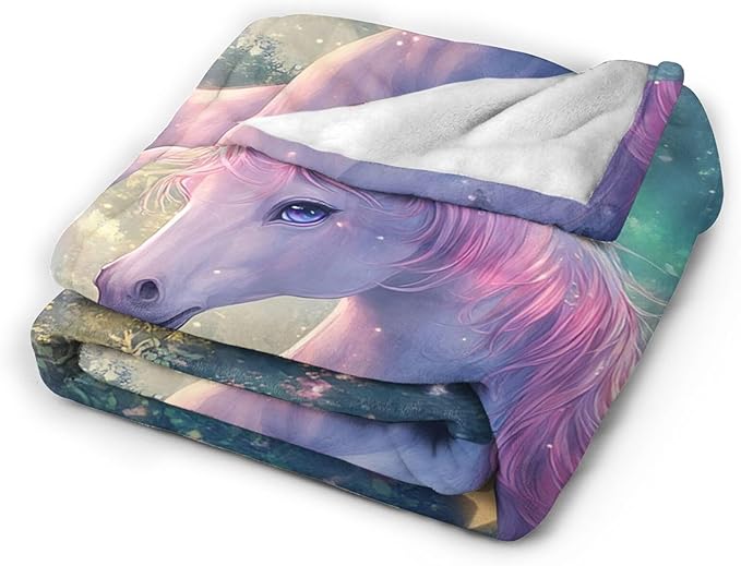 Unicorn Blanket Gifts for Girls Women Unicorn Forest Throw Blankets Cozy Plush Fleece Flannel Fuzzy for Kids Bed Decor 50"X40"