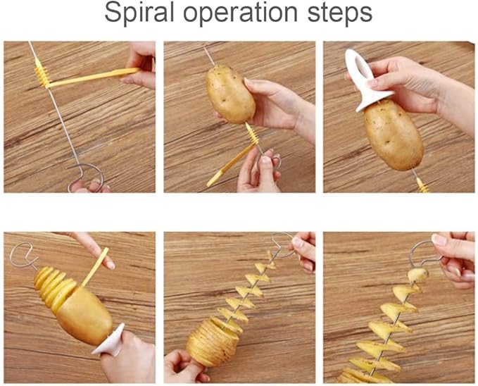 Tornado Spiral Potato Cutter, DIY Manual Vegetable Spiralizer Grater Peelers Slicers Mandolines