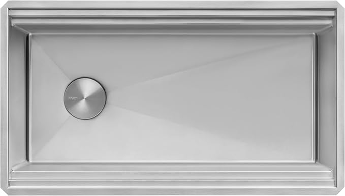 Ruvati 33-inch Rounded Corner 16 Gauge Stainless Steel Workstation Sink - Modern Two-Tiered Ledge Undermount Kitchen Sink, Perfect for Stainless Steel Sink Kitchens - RVH6222ST