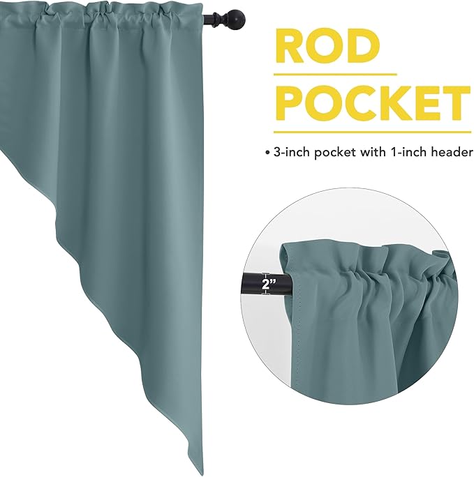 NICETOWN Blackout Curtains for Living Room, Thermal Insulated Swag Curtains for Bedroom Kitchen Window Country Short Window Covering for Office Bay Window, 1 Pair, 36" x 63" x 18", Greyish Blue