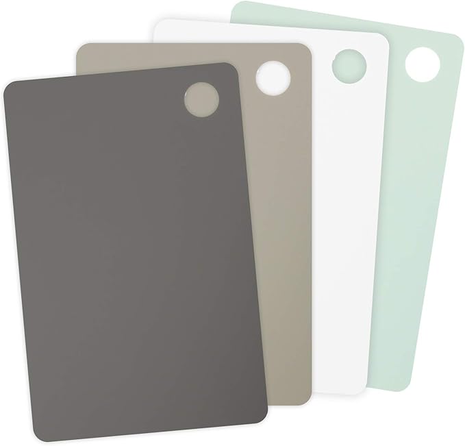 Tovolo Small Flexible Cutting Board Mats For Slicing, Cutting, Chopping & Food Meal Prep, Set of 4, Assorted (61-33597)