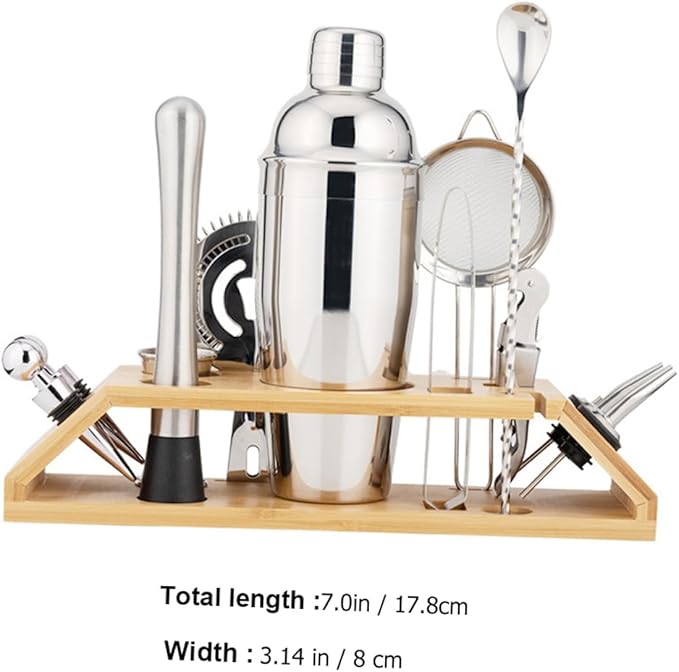 Stainless Steel Cocktail Shaker with Storage Rack Versatile Barware for Home and Bar Parties Includes Mixer Tools for Cocktails Iced Coffee Tea Birthday and Housewarming