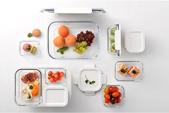 LocknLock LNG428S4W The Clear Heat-Resistant Borosilicate Glass Food Storage Set, 8-Piece (4 Containers + 4 Lids)