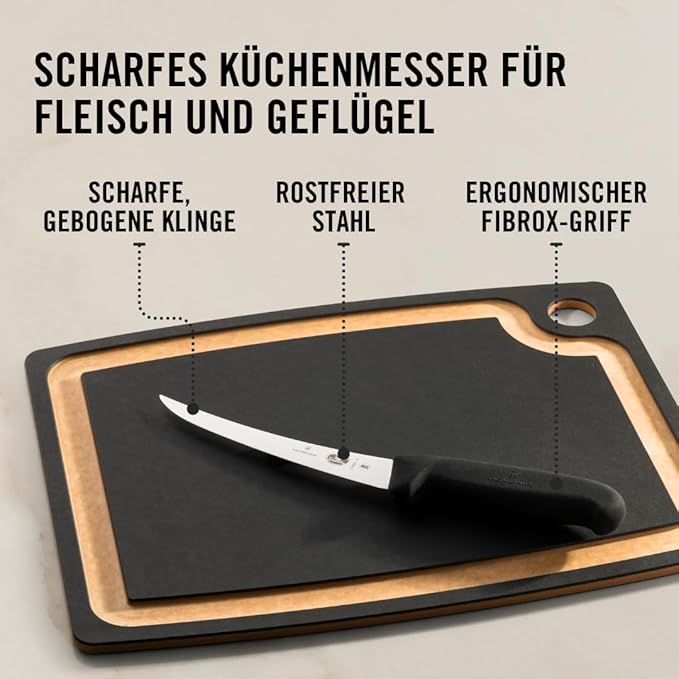 Victorinox Victorinox swiss army cutlery fibrox pro curved boning knife semistiff blade, 5.5 Pound, Black, 6" Boning, Silver/Black