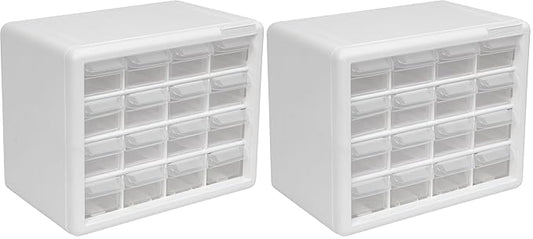 Akro-Mils 16-Drawer Plastic Drawer Storage Cabinet for Garage Organization, Beads, Makeup Organizer, Building Bricks Storage, Teacher Toolbox, 10-1/2-Inch W x 6-1/2-Inch D x 8-1/2-Inch H, 10116 White