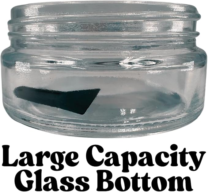 Spice Grinder. 2.5 inch herb grinder with jar attached. Jar offers a larger storage capacity. Aluminum alloy top and teeth with glass bottom.