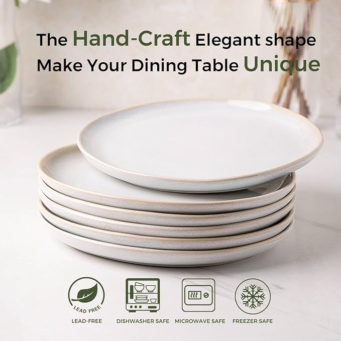 AmorArc Ceramic Plates Set of 6, 8.5 Inch Handmade Reactive Glaze Stoneware Plates set for Dessert, Salad, Appetizer, Small Dinner Plates, Microwave & Dishwasher Safe, Scratch Resistant