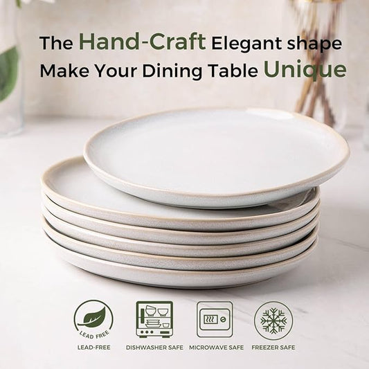 AmorArc Ceramic Plates Set of 6, 8.5 Inch Handmade Reactive Glaze Stoneware Plates set for Dessert, Salad, Appetizer, Small Dinner Plates, Microwave & Dishwasher Safe, Scratch Resistant