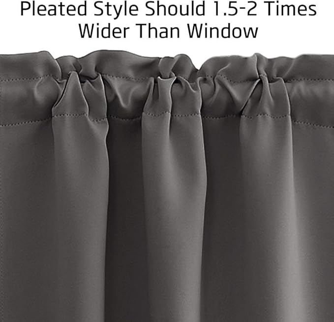 NICETOWN Curtain Valances for Windows Modern Adjustable Rod Pocket Valances Window Treatments Short Curtains for Kitchen Windows Bathroom Bedroom, 52 x 18 inches + 1.6 inches Header, Grey, 2 Panels