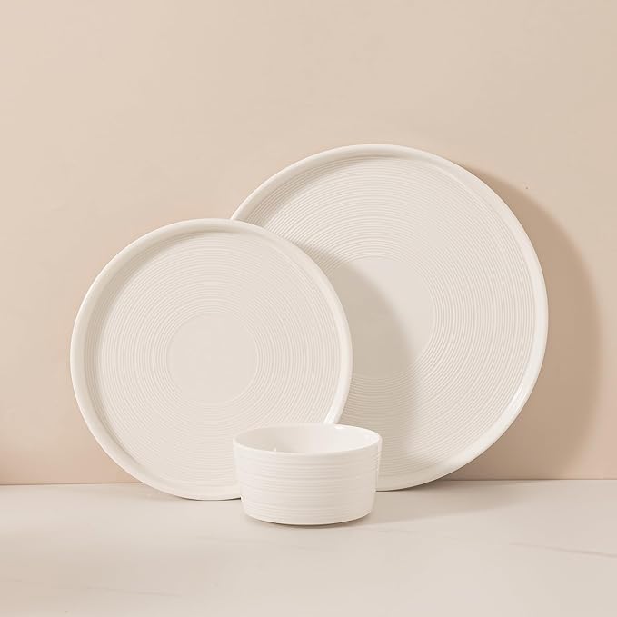 Dinnerware sets plates and bowls sets modern plates stoneware dinnerware set Plates and Bowls Set for 4, 12 Pieces Dishes,Microwave and Dishwasher Safe Tableware (style - 1, 4 - Set (12pcs))