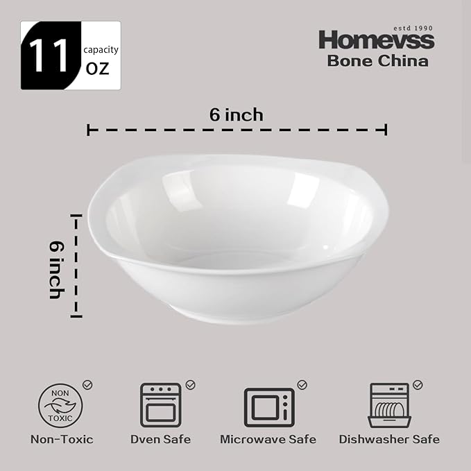 HomeVss, New Bone China Dinnerware Set, Coupe Square Shape, 40pc Set