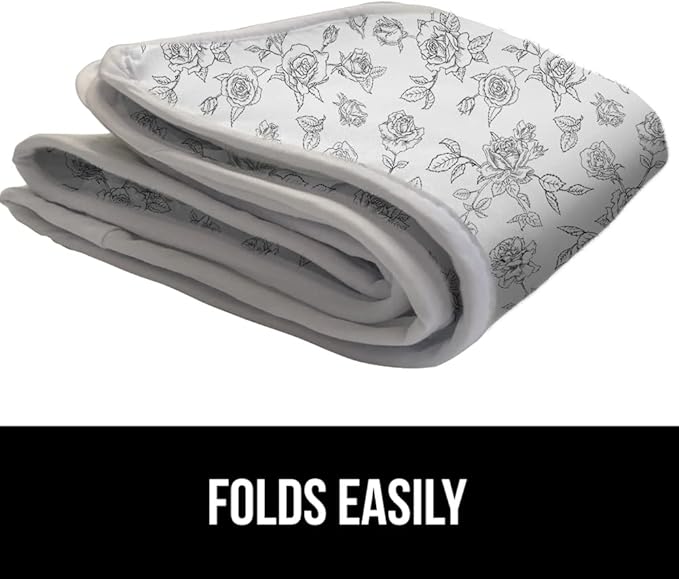 GORILLA GRIP Ironing Mat, Portable Iron Pad, Magnetic Cover for Top of Laundry Washer, Dryer, Table Top, Countertop Blanket, Silicone Coating and Scorch Resistant, Travel Size 28x24, Gray Floral