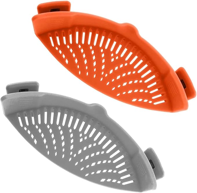 2 Pcs Clip on Silicone Strainer - Fit All Pots and Bowls