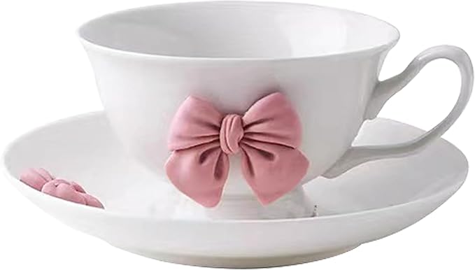 Bow Coffee Mug Porcelain Tea Cup 7 OZ Pink Ceramic Cute Bow Coffee Cup Cute mug Coquette Mug for Women Girl