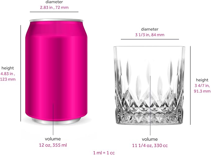 LAV Old Fashioned Glasses Set of 6 - Whiskey Glasses Set 11.25 Oz - Scotch for Men and Women - Barware Rocks Glasses for Home Bar and Dining