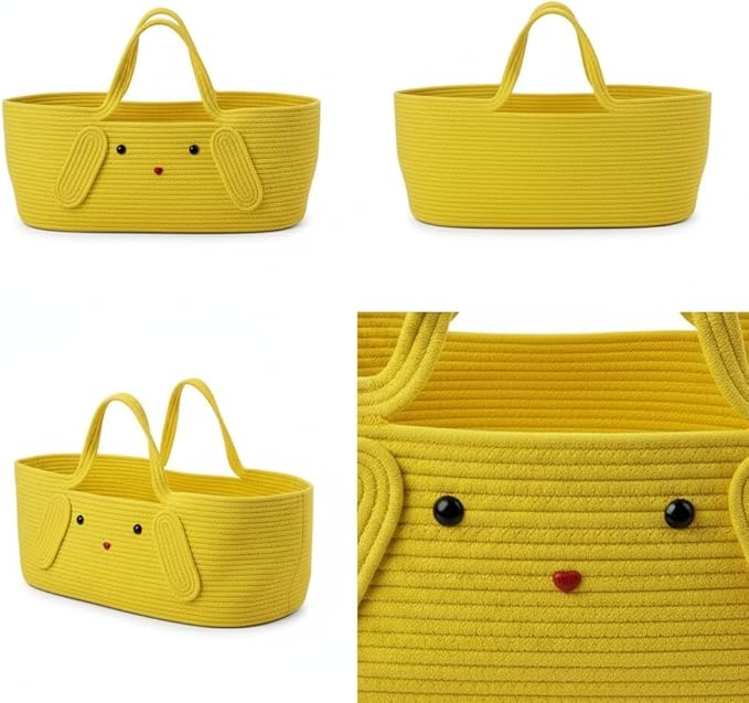 Large Capacity Foldable Storage Basket, Handwoven Cotton Rope Hamper with Handles for Toys, Laundry, Baby Essentials, and Pet Needs 27.56 × 15.75in