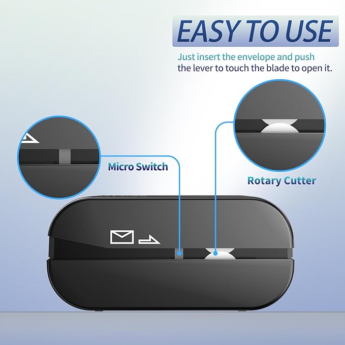 Rechargeable Electric Letter Opener - Automatic Letter Opener Envelope Slitter, Electric Envelope Opener, Letter Opener Envelope Slitter for Universal Mail and Envelopes