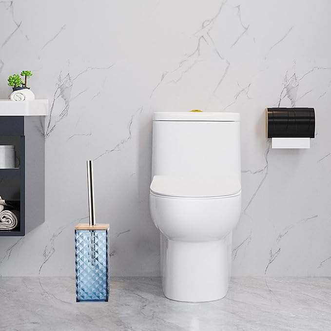 Blue Bathroom Accessory Set, 6 PCS Blue Bathroom Accessories Set, Soap Dispenser, Toothbrush Holder, Soap Dish, Mouthwash Cup, Cotton Swab Holder and Toilet Brush, Acrylic
