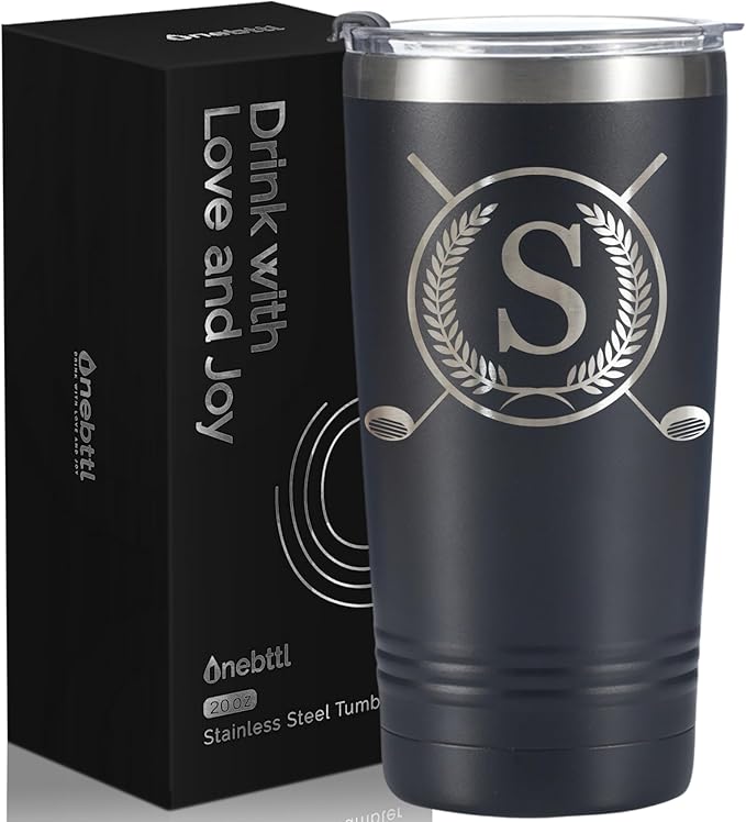 Onebttl Golf Gifts for Men with Initial for Golfer & Golf Lovers, 20oz Travel Mug, Perfect Gifts for Men, Birthday, Christmas - S