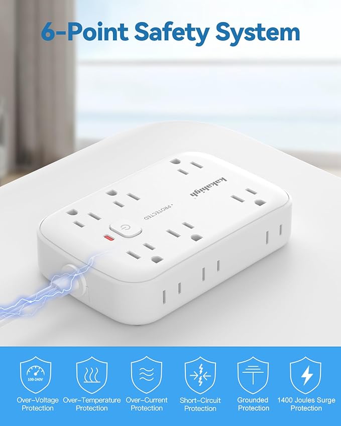 20FT Extension Cord with Outlet Cover & Multi USB, Ultra Thin Outlet Concealer with Cord & 12AC Outlet 6 USB (24W/4.8A), Charging Station for Multiple Devices, for Behind Wall Furniture Couch TV