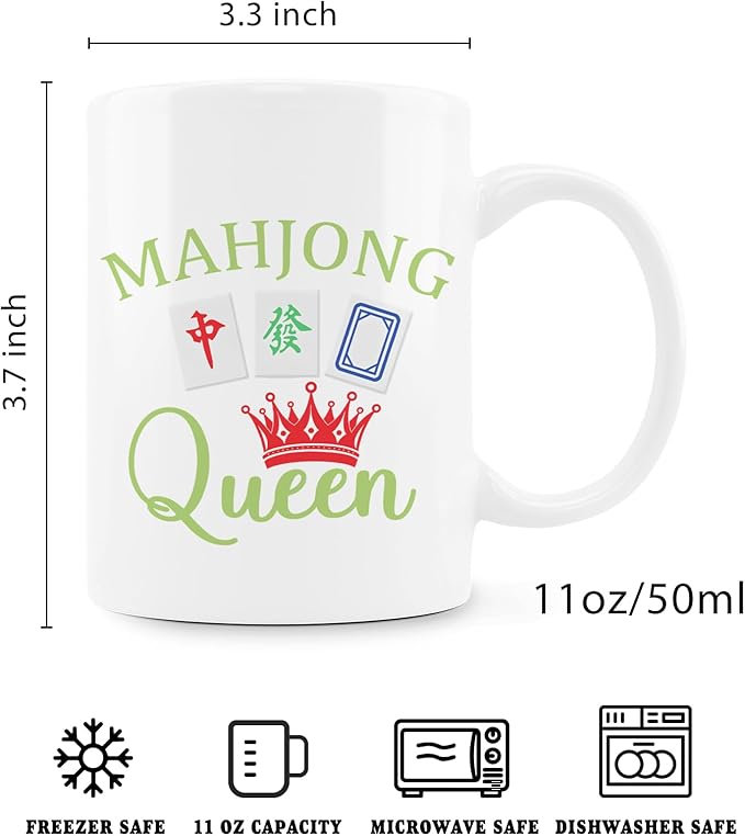 Mahjong Gifts Mug, Mah Jong Gifts for Women Coffee Cup Ceramic, Gift for Mah Jong Players Lovers, Mahjong Accessories Ceramic Coffee Tea Mug 11 oz