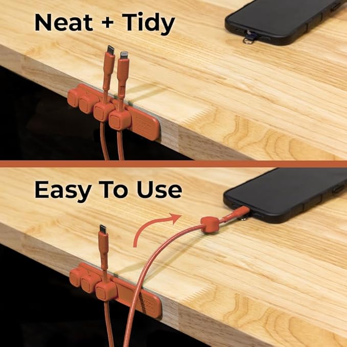 BLACK+DECKER 4 Pack Magnetic Cable Clips w/Metal Plate, Adhesive Wire Holder Keeper Cord Organizer for Desk, Home Office Phone Car Wall Desktop Nightstand (Coral Rose)