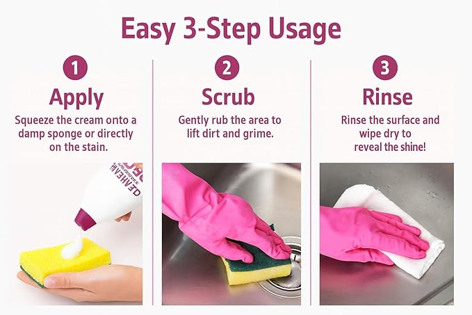 Tribello Multipurpose Surface Cleaner Cream for Kitchen & Bathroom, 100% Dirt Removal with Natural Cleaning Particles - Large 735ML / 25OZ (Pink Flowers)
