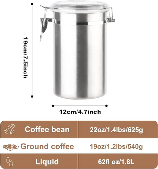 Stainless Steel Food Container with Clear Lids Airtight Storage Container Stackable Small Canisters Kitchen Pantry Storage for Cereal, Snacks, Candy, Herbs, Spices, Sugar, Tea (Silver)