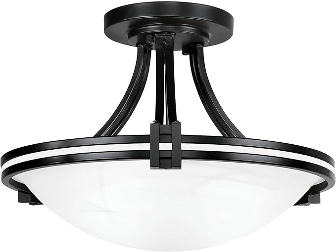 Possini Euro Design Deco Modern Close to Ceiling Light Semi Flush Mount Fixture 16" Wide Oil Rubbed Bronze Brown Marbleized Glass Bowl Shade Bedroom Hallway Living Room Dining Room Bathroom Kitchen