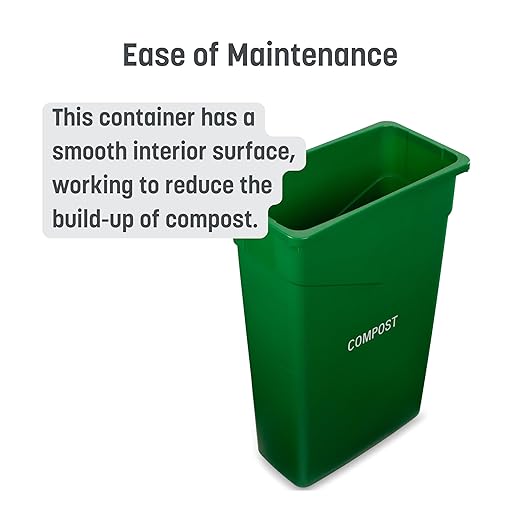 Carlisle FoodService Products 342023CMP09-E TrimLine Plastic Compost Container, 23 Gallon Capacity, 1 Pack, Green