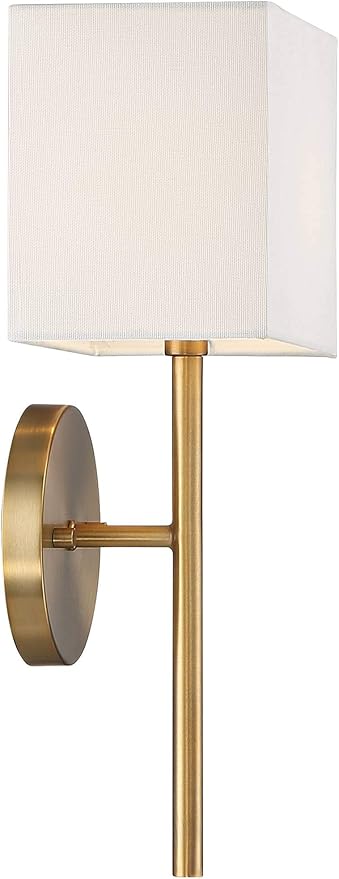 Possini Euro Design Favreau Modern Wall Sconce Lighting Warm Brass Gold Hardwired 16 1/4" High Fixture Rectangular Linen Shade for Bedroom Bedside Living Room Home Hallway Dining Kitchen