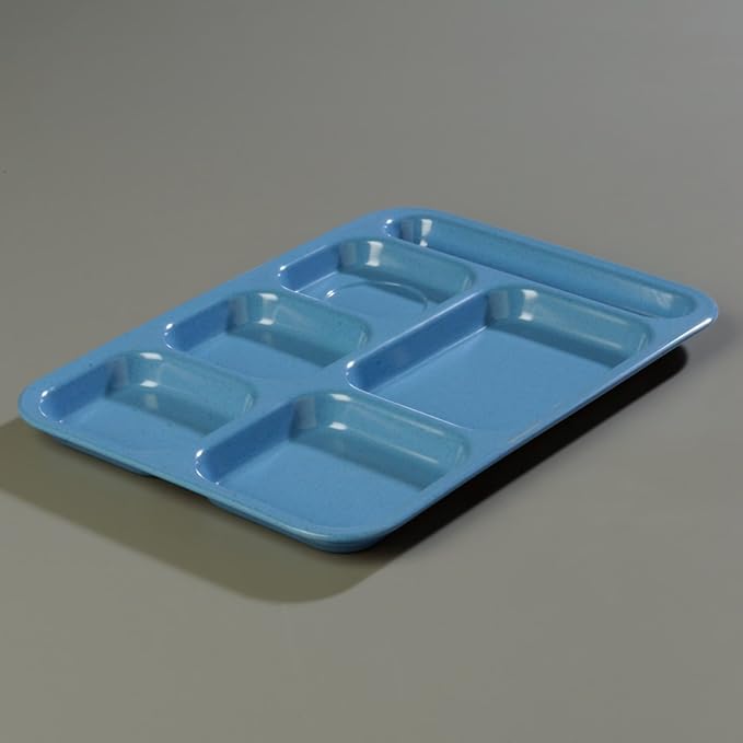 Carlisle FoodService Products Right-Hand Heavyweight 6-Compartment Melamine Tray 10" x 14" - Sandshade