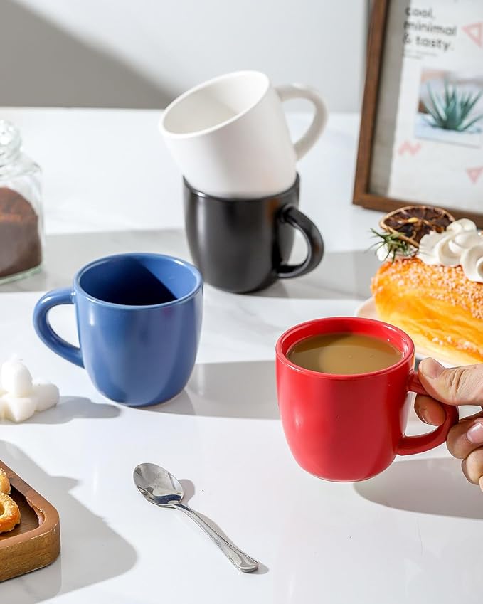 HASENSE Ceramic Espresso Cups, 5 Ounce Porcelain Demitasse Cups Set of 4, Coffee Cups Ideal for Latte, Americano, Cafe Mocha, Party Cafe Home and Kitchen, Microwave and Dishwasher safe, Colorful