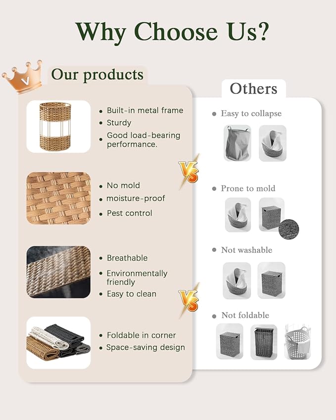 Laundry Hamper Laundry Basket Round 19.0 Gal (72 L) Handwoven Rattan Laundry Basket, Large Wicker Laundry Hamper with Removable Laundry Bag Handles 2 Mesh Bags for Bathroom Living Room Gray