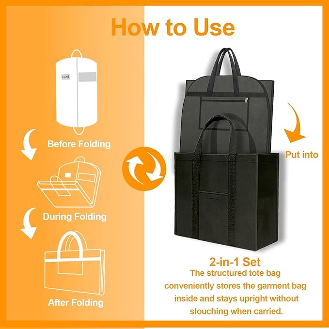 Heavy Duty Clothing Storage Garment Bag, Large Hanging Garment Bags for Travel and Moving, Zippered Breathable Garment Bags for Long Dresses and Suits, Suit Bags for Closet Storage - 54 inches
