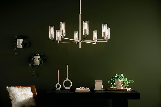 KICHLER Velestino 40.25" 8 Light Chandelier in Champagne Bronze, for Foyer, Dining Room, Living Room, Bedroom, (23.25" x 40.25") 52680CPZ
