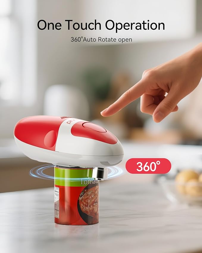 Phniti Handheld Electric Can Opener - Automatic Smooth Edge, Battery Operated for Seniors/Arthritis/Chefs - Fits All Can Sizes for Kitchen Use