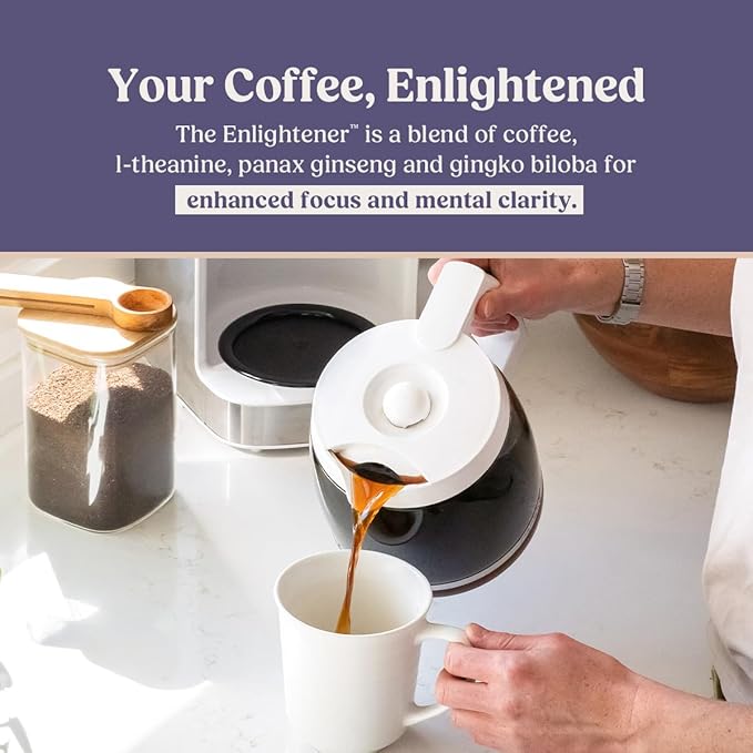 Bulletproof The Enlightener Coffee Pods, 10 Count, Medium-Dark Roast Enhanced Coffee with L-Theanine, Panax Ginseng and Gingko Biloba, Supports Mental Clarity, Focus, and Memory