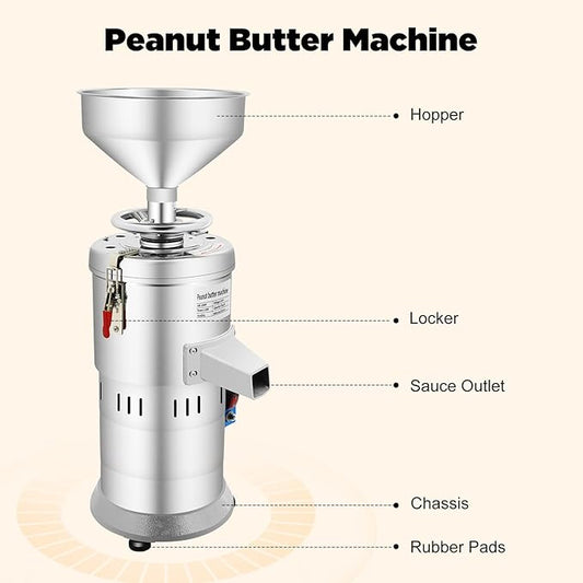 110V Household/Commercial Mill, 1100W Electric Grain Grinder, Peanut Butter Maker Machine Sesame Sauce Grinder Low Noise High-Speed Grinding for Dry Ingredients like Herbs Spices Coffee Corn Beans