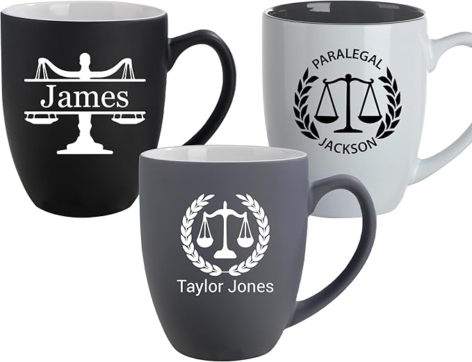 Personalized Lawyer Gifts for Men, 16oz Custom Coffee Mug, Pass the Bar Exam Gifts for Female Lawyers, Office Present for Attorney, JD, Future Lawyer, Law School Graduation Gift for Men