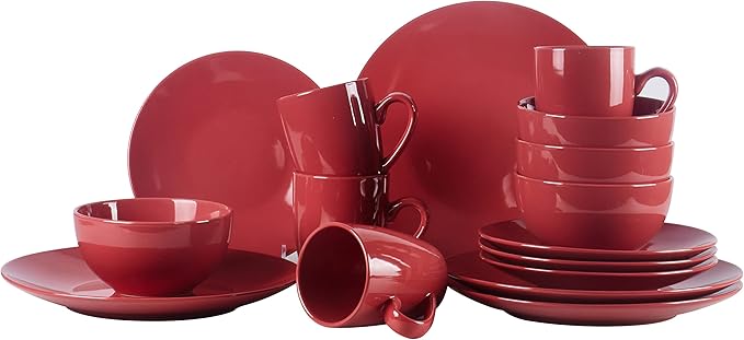 Color Wave Stoneware 16pc Dinnerware Set, Rose Wood