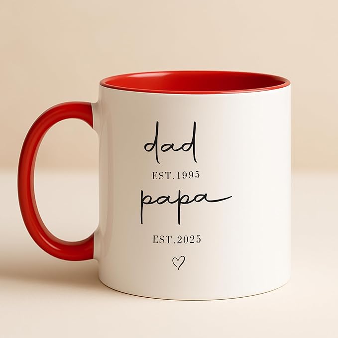 Personalized Dad to Papa Mug - Custom Est Year Coffee Cup for New Grandpa - First Time Grandfather Gift - Custom Grandparent - Keepsake Gift for Him