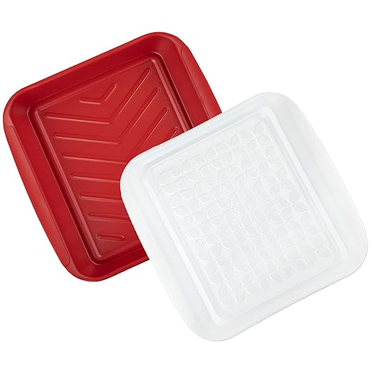 Tovolo Marinade Container with Lid, Small (Red/White)- BBQ Prep Tub & Marinating Container with Lid for Kitchen, Grill, Meal Prep, Smoker, Griddle, & Barbeque - Dishwasher-Safe Melamine Marinade Tray