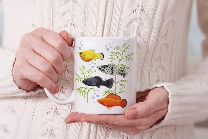 MUGBREW Mollies Fish Ceramic Coffee Mug Tea Cup, 11 OZ
